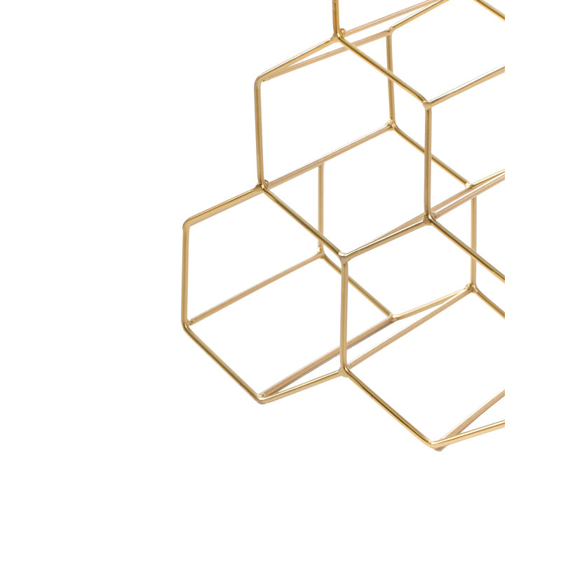 6 Bottle Open Shelving Wine Bottle Rack Gold