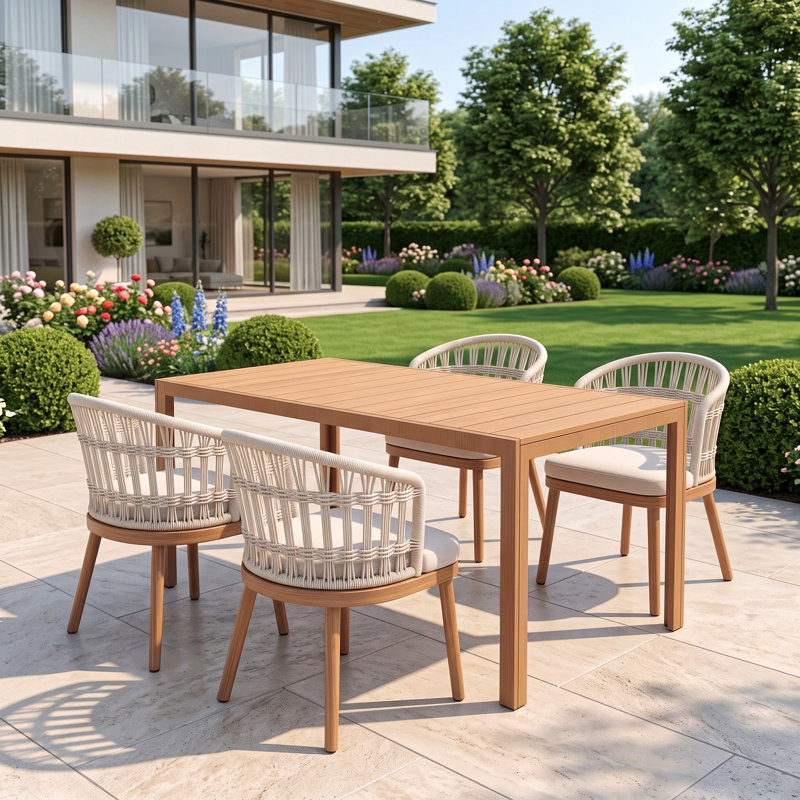 Ensemble repas extérieur pour 4 personnes avec coussins 4 personnes