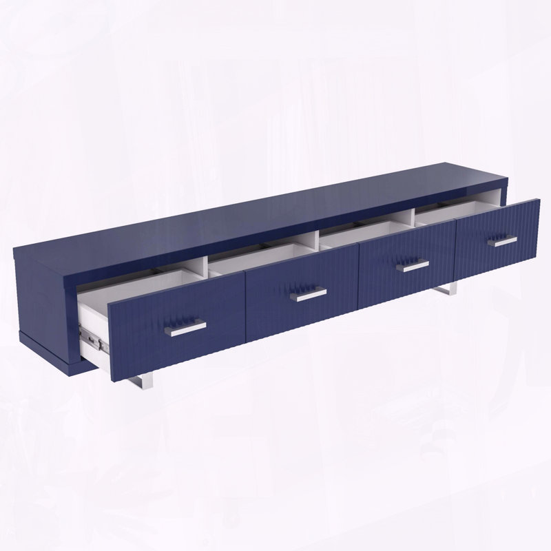 Meuble télé avec 4 tiroirs de rangement, Bleu