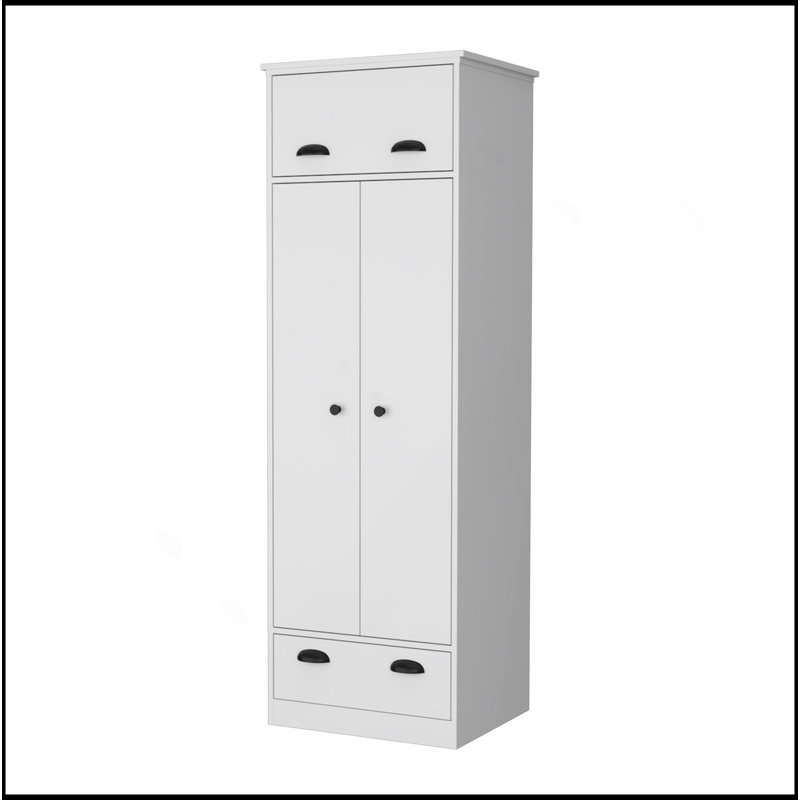 Armoire Linch avec tiroir à charnières, armoire à double porte et 1 tiroir