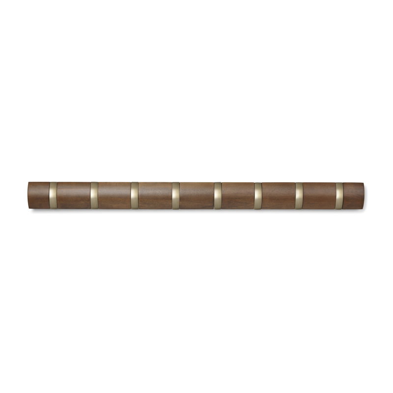 Walnut Wall Mounted Coat Rack with 8 Retractable Hooks