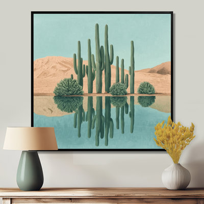 Marzell Cactus and the Desert Oasis II - Cactus, reproduction d'art sur toile encadrée