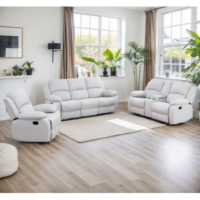 Mobili Fabric 3 Pcs Recliner Set With Cupholder ,Drop Down Table by Latitude Run