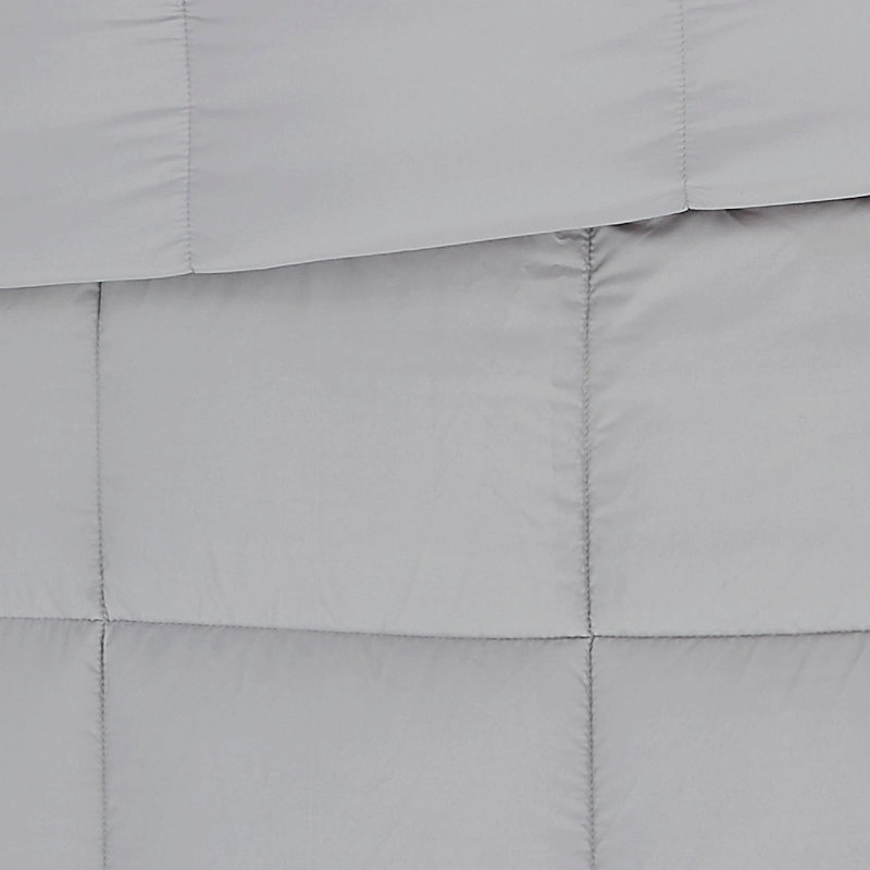 Ensemble d'édredon uni vraiment délavé, Édredon simple extra long + 1 taie décorative st, Gris