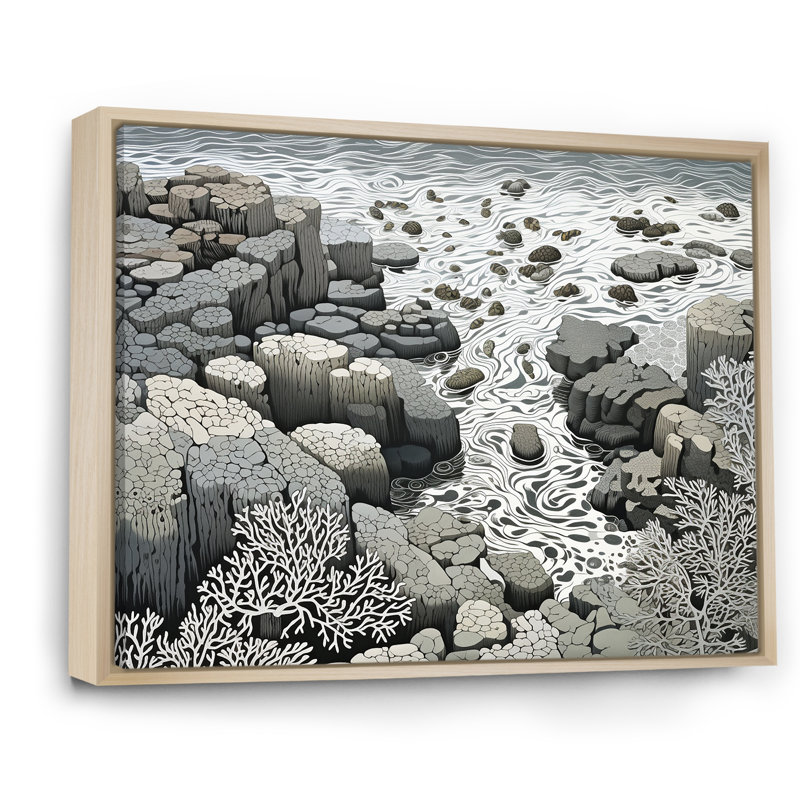 «Gray Abstract Landscape III», reproduction sur toile, Cadre naturel flottant, H 34 po x l 44 po x P 1,5 po
