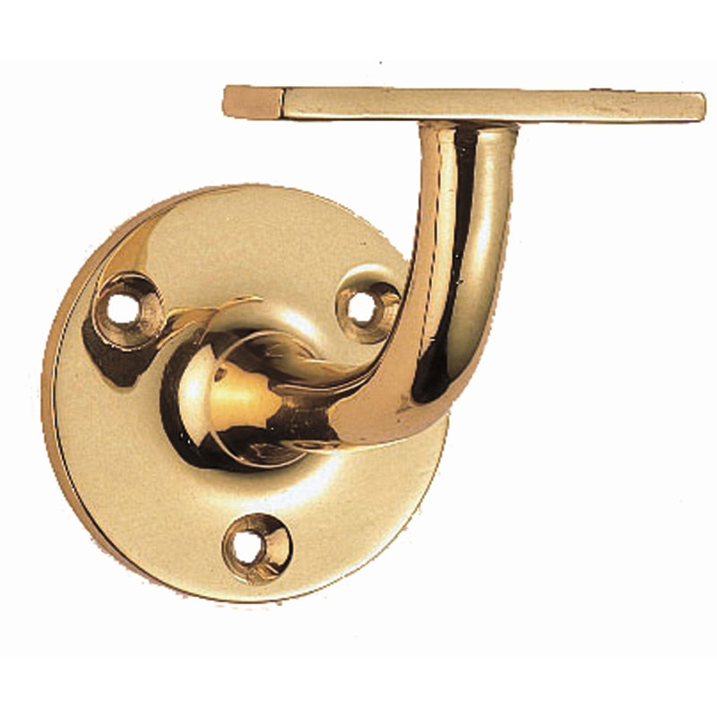 Frosten Handrail Bracket, Polished Brass, 7.4cm H x 5.7cm W x 8cm D