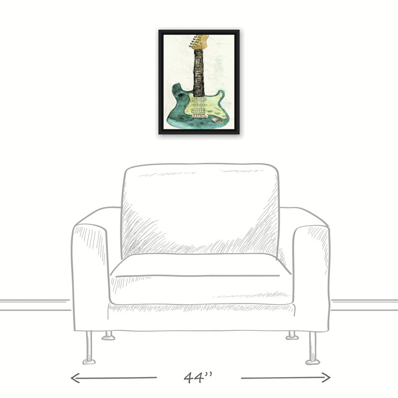 Guitare lumineuse sur toile, H 17,75 po x l 13,75 po x P 1,75 po, Cadre flottant noir
