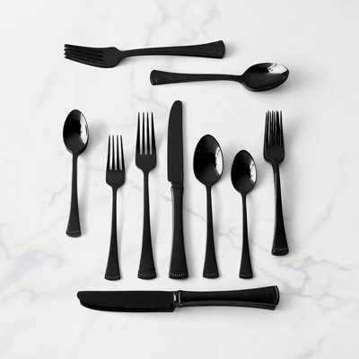 Portola Black Flatware Set - Service for 4