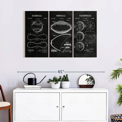 Ensemble de 3 balles de sport BW sur toile
