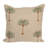 Cotton Linen Blend Block Printed Pillow With Palm Trees