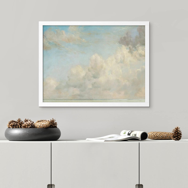 «Blue and White Cloud Sky Landscape» sur papier, Blanc, H 11 po x l 14 po