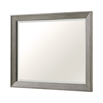 Rimy Dresser Mirror | Framed Antique Gray Wood | Transitional Style 38X47