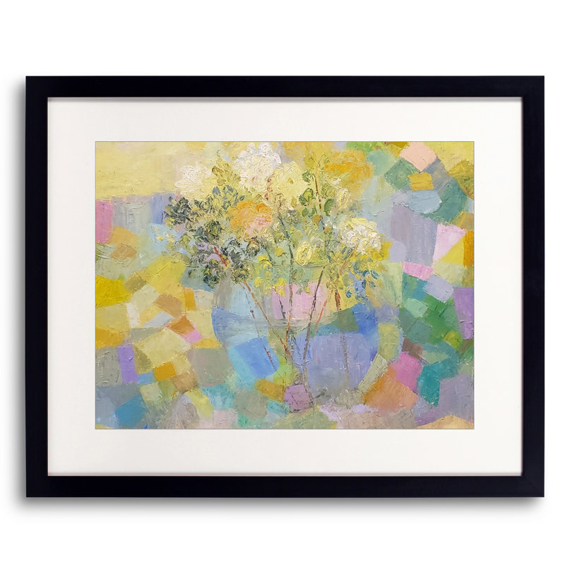 Bowl Of Flowers Print by Marsha Heller, Black Framed Paper, 24" H x 30" W