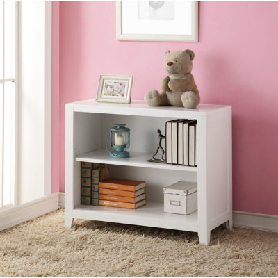 2-Shelf Pine Bookcase In White Finish, Tapered Legs For Support And Contemporary Look, 37 Inches Product Depth, Horizontal Shelves, Bright Clean Look Pine, Enhanced Stability, Closed Back Design,