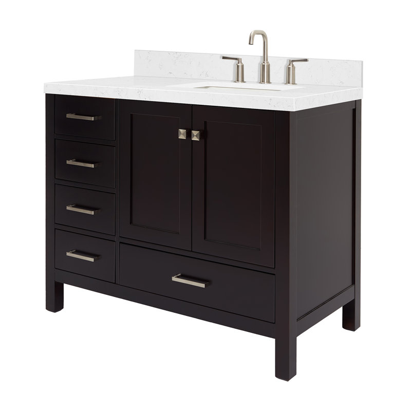  Meuble-lavabo simple 42,25 po avec plateau, Right, Rectangular, Espresso