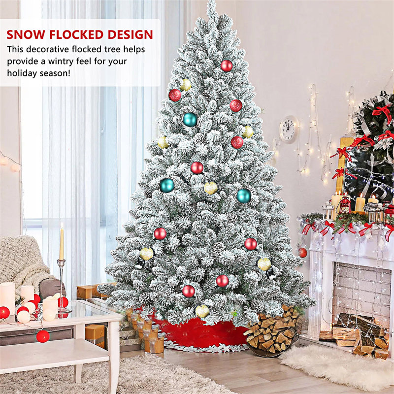 Arbre de Noël artificiel floqué avec support en métal, 4'