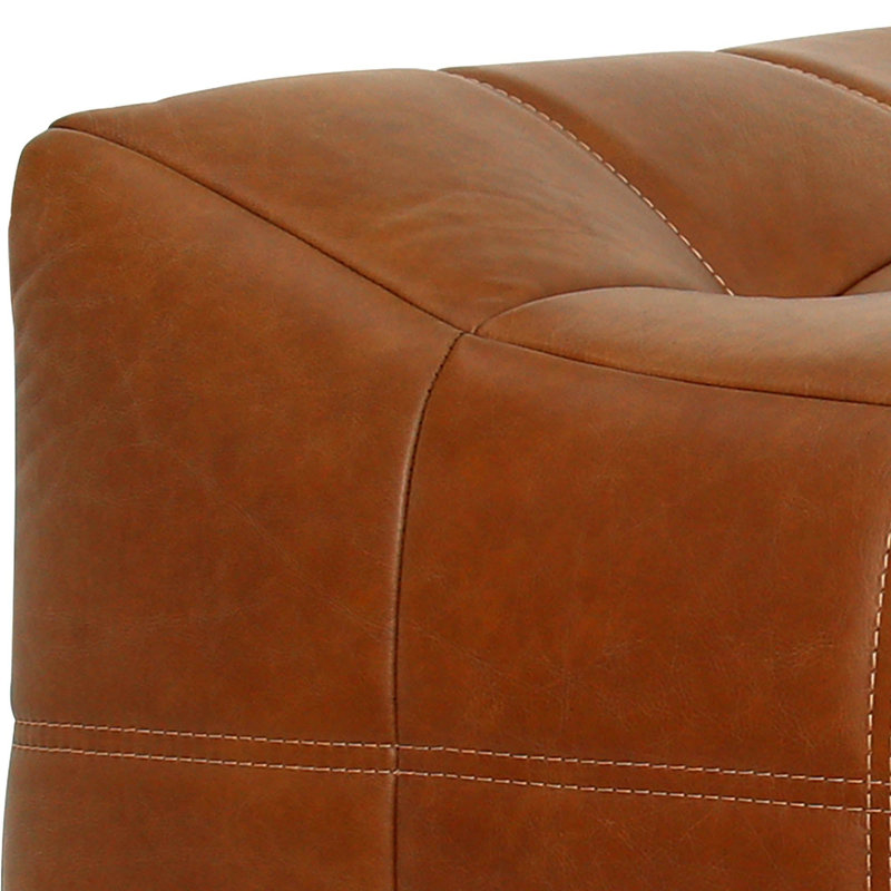 Repose-pieds en cuir Casa, Sienne antique