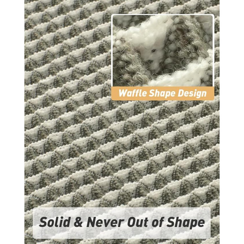 Upgraded Waffle Bath Mat, Super Absorbent Non Slip Bath Mats For Bathroom Floor, Machine Washable Bathroom Rugs With Tassels, Rubber Backed Bathroom Mats, Ultra Soft, 17" X 24"