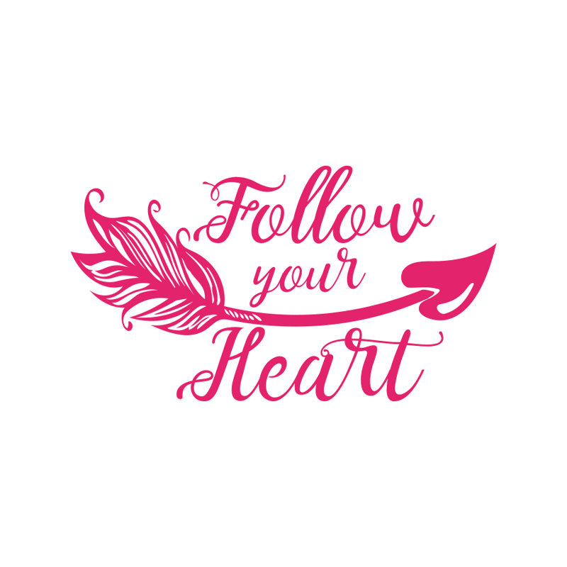 Décalcomanie murale "suivre votre coeur" en vinyle boho arrow walls, Rose vif