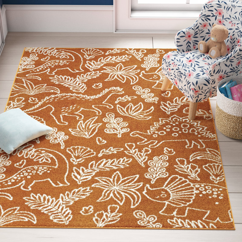 Hartig Animal Print Area Rug, Rectangle 5'3" x 7', Blue