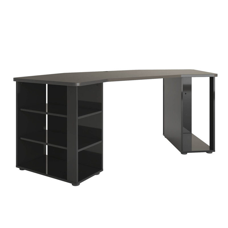 Bureau d'ordinateur Pippo - laqué noir ultrabrillant - fabriqué en Italie