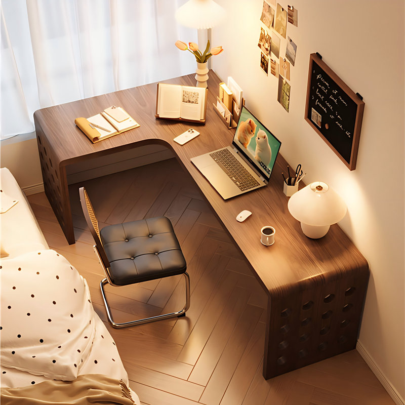 Bureau d'écriture en L en bois massif, 29.53" H x 70.87" W x 47.24" D