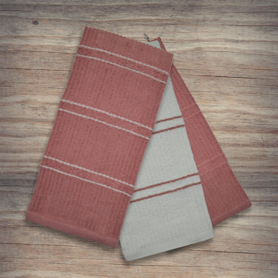 Super Absorbent 3 Pack Cotton Tea Towels Ripple Stripes