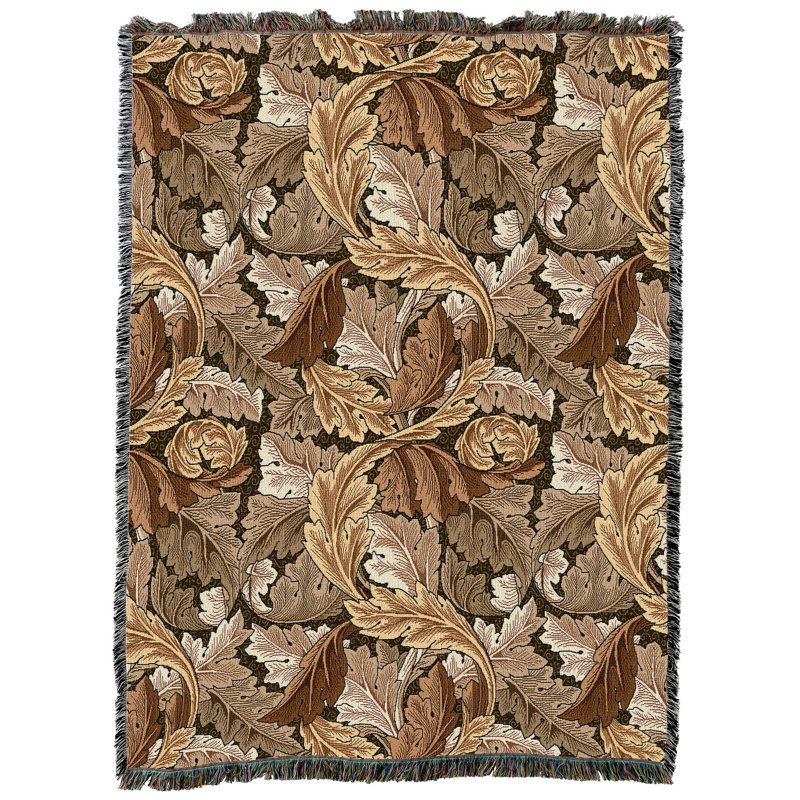 Couverture forêt William Morris Acanthus, Fauve, L 54 po x L 72 po