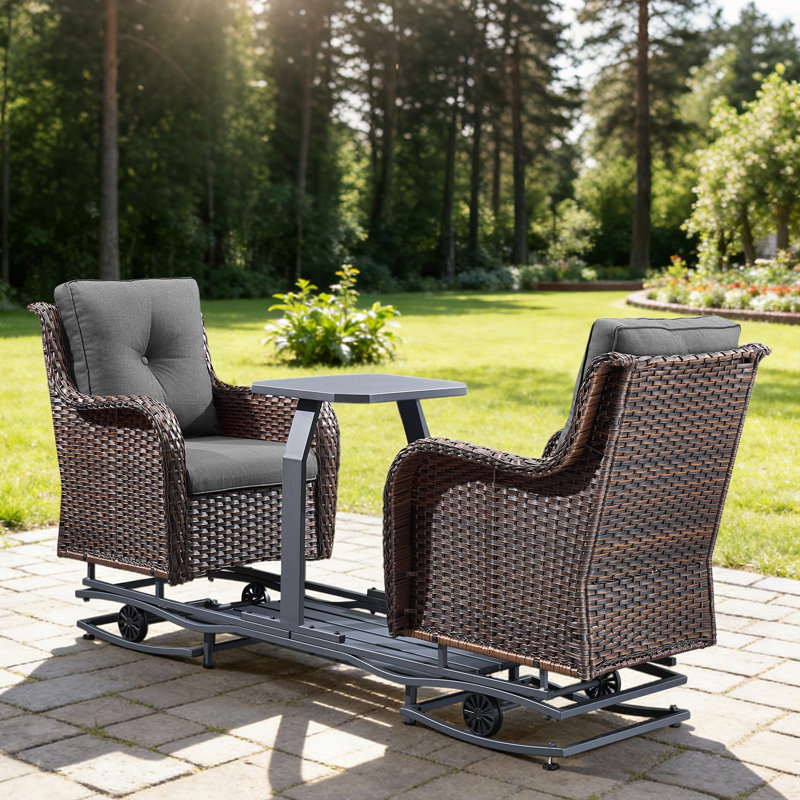 Ensemble de conversation pour 2 personnes avec table d'appoint, Gris