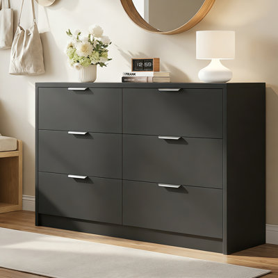 Commode à six rangées à six tiroirs, commode blanche texturée de style moderne