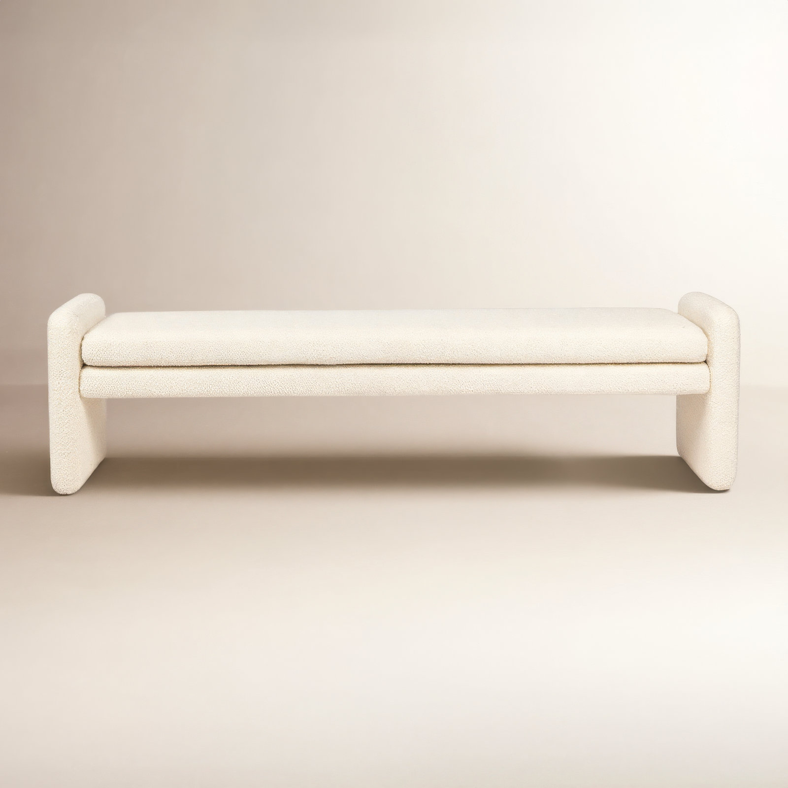 Geordi 70" Boucle Dining Bench, Ivory