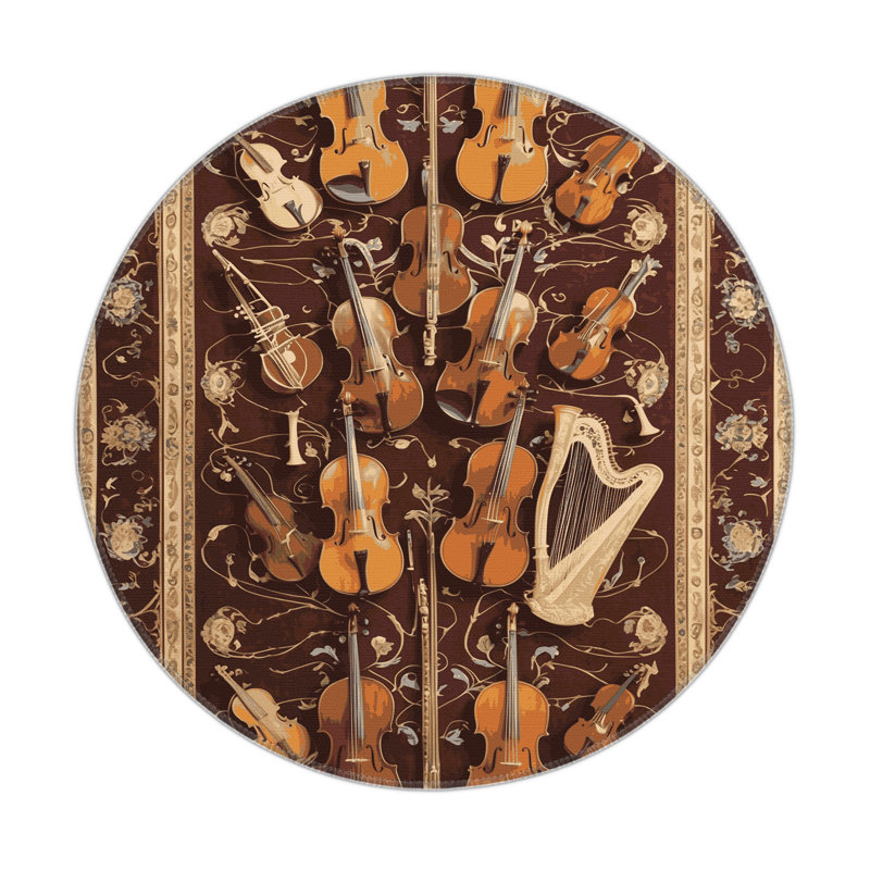Tapis noir français intérieur et extérieur, Rond 5 pi
