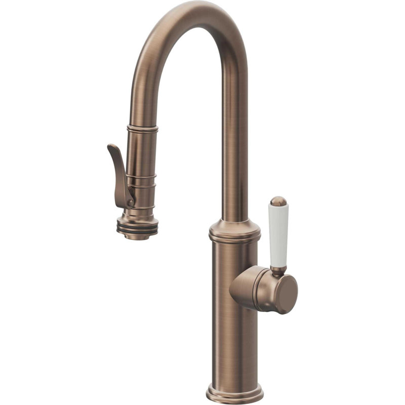 Davoli Pull-Down Prep/Bar Faucet with Squeeze Sprayer, Satin Bronze
