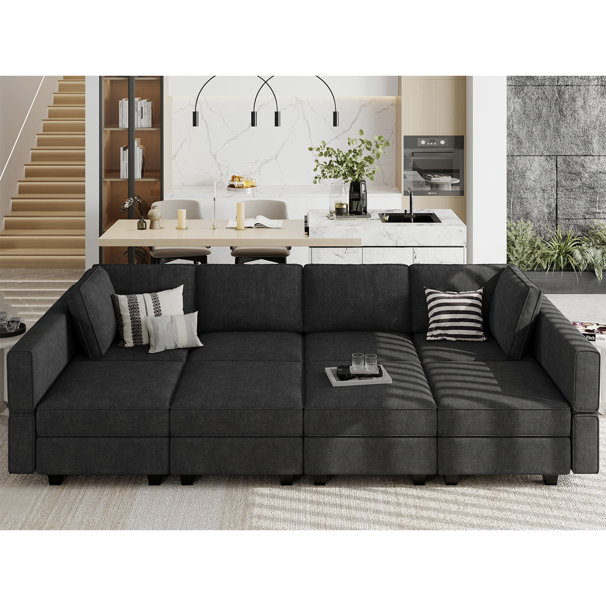 Latitude Run® Modular Sectional Sofa Modular Sleeper Couch Convertible ...