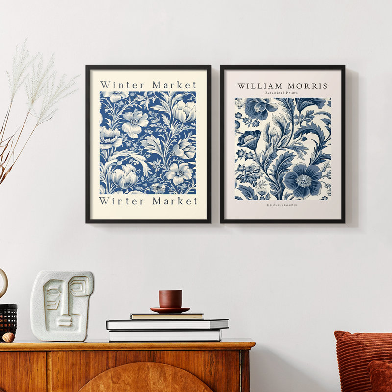 «Vintage Floral LVI», 2 pièces, Noir, H 14 po x l 22 po