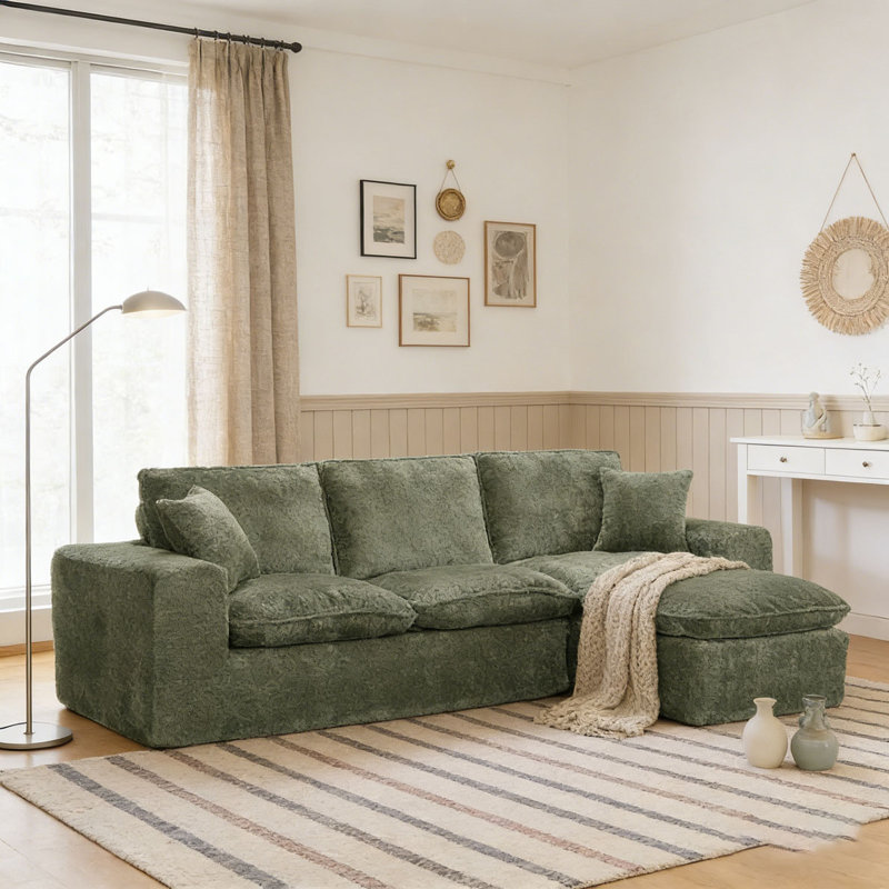 Canapé modulaire en L 107 po, 4, Vert