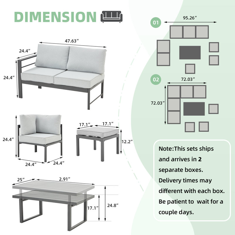 Aluminum Patio Furniture Set With Waterproof Cover