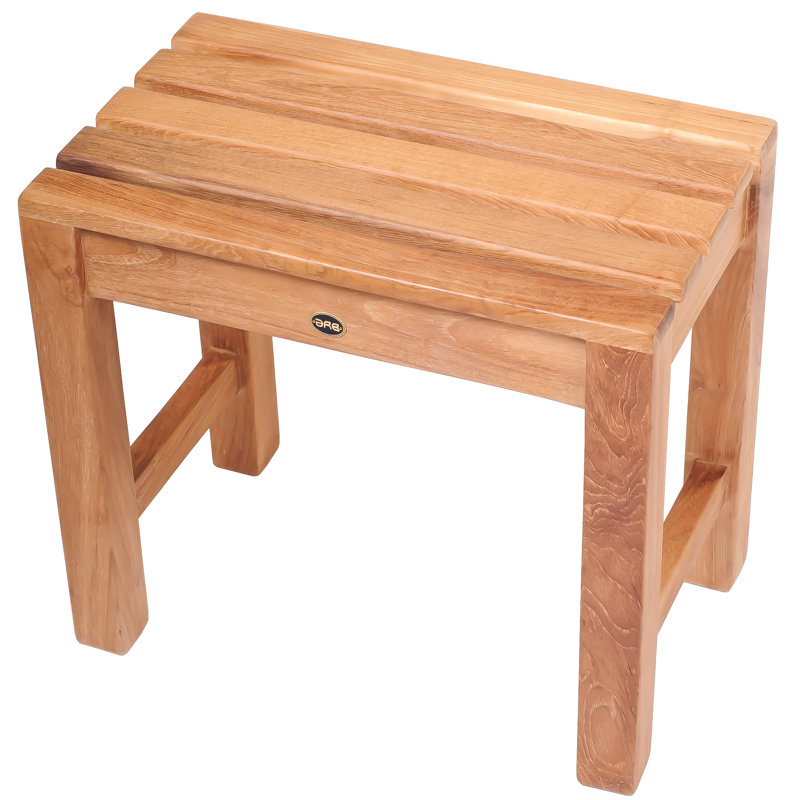 Teak Shower Bench, 17.75" H x 15.75" W x 12.25" D