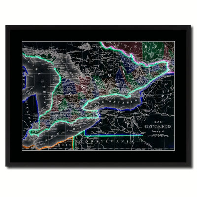 " Ontario Canada Vintage Vivid Color Map "