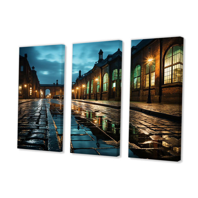 Turquoise, crépuscule, photographie industrielle - usines, ensemble de salon d'art mural, H 28 po x l 36 po x P 1 po