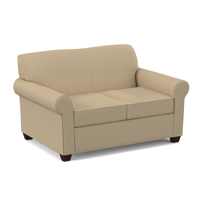 Finn 59" Rolled Arm Loveseat, Antic Sahara, Empire Mahogany