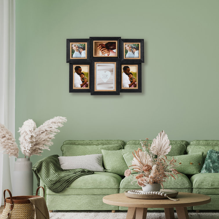 Gracie Oaks 6-Opening 19 X 14.5 Two-Toned Picture Frame Wall Collage,  Displays Two 4X4, Three 4X6 And One 5X7