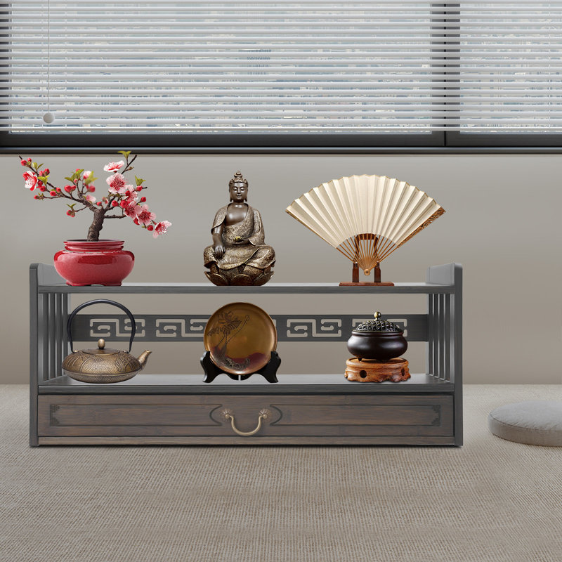 Desktop Organizer Altar Table With Drawer, nut-brown