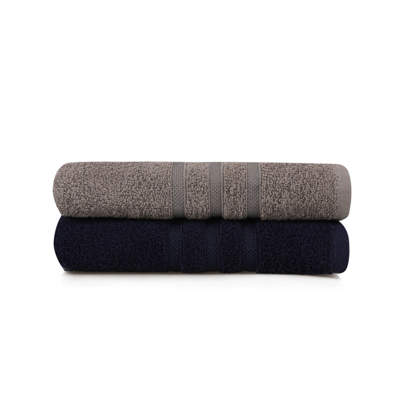 Débarbouillette 100% coton, Gris / Bleu foncé