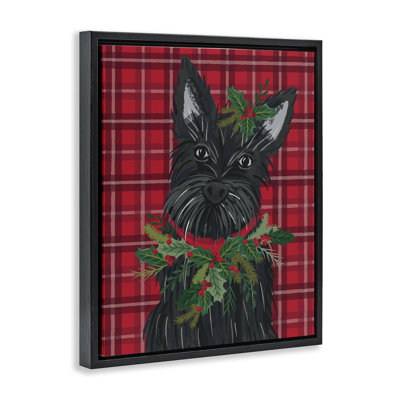 «Scottie Dog on Red Plaid», art par Lisa Perry White bouton