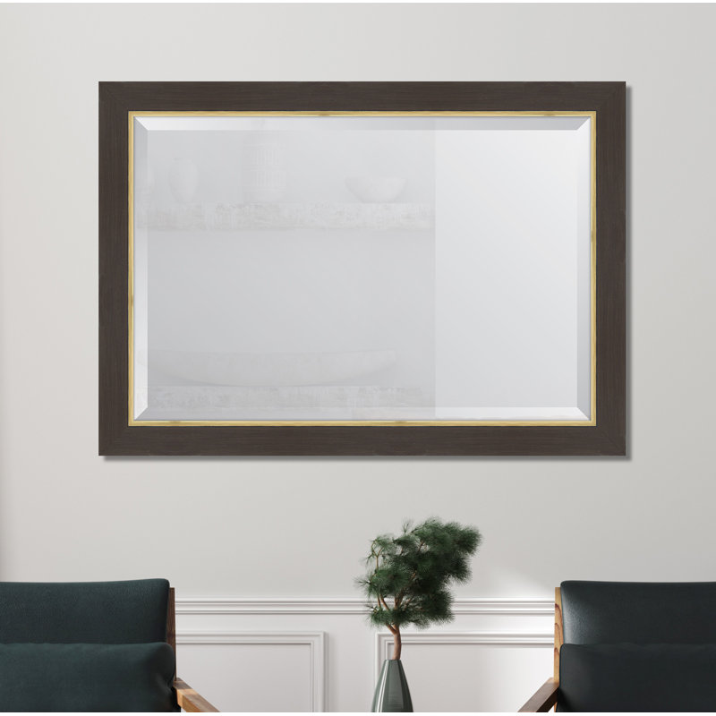 Brizzia Flat Wall Mirror, 27" x 39", Brown/Gold