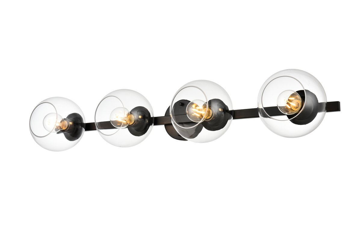 Nathalie 2 Light Glass Dimmable Armed Sconce, Black, 7" H x 37" W x 37" D, 4 Lights