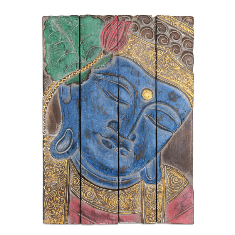 Panneau mural en bois bleu fait à la main