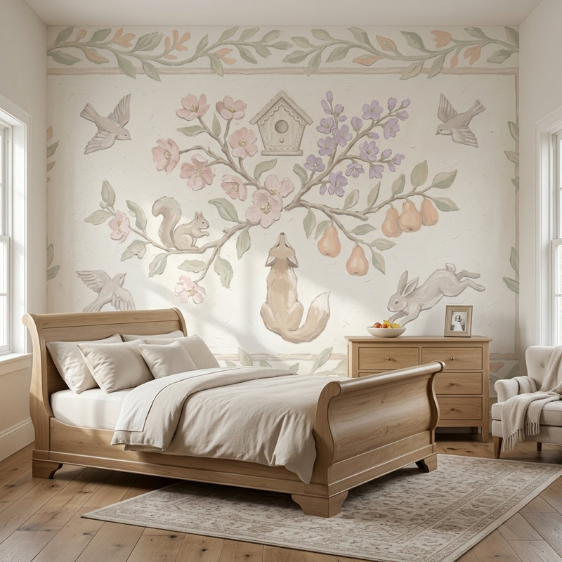 Décoration murale pastel amovible sur fond blanc, 100 po x 96 po, Non tissé