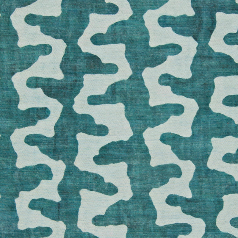 Tapis lavable intérieur / extérieur turquoise / vert Kivett, Rectangle 3 pi x 5 pi
